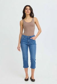 FRANSA Luxe Elli Capri Jeans - Mid Blue