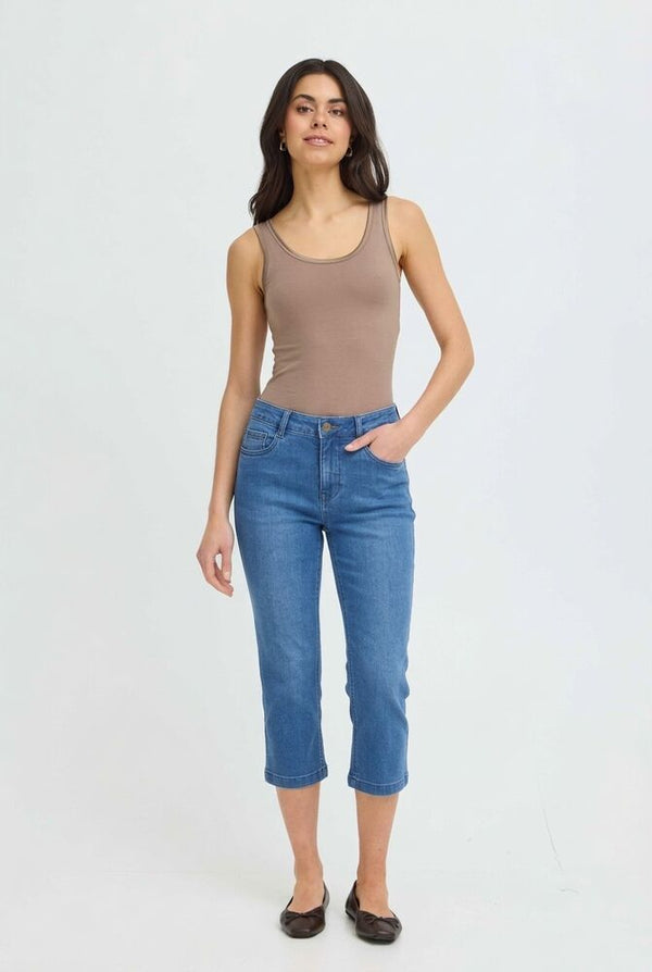 FRANSA Luxe Elli Capri Jeans - Mid Blue