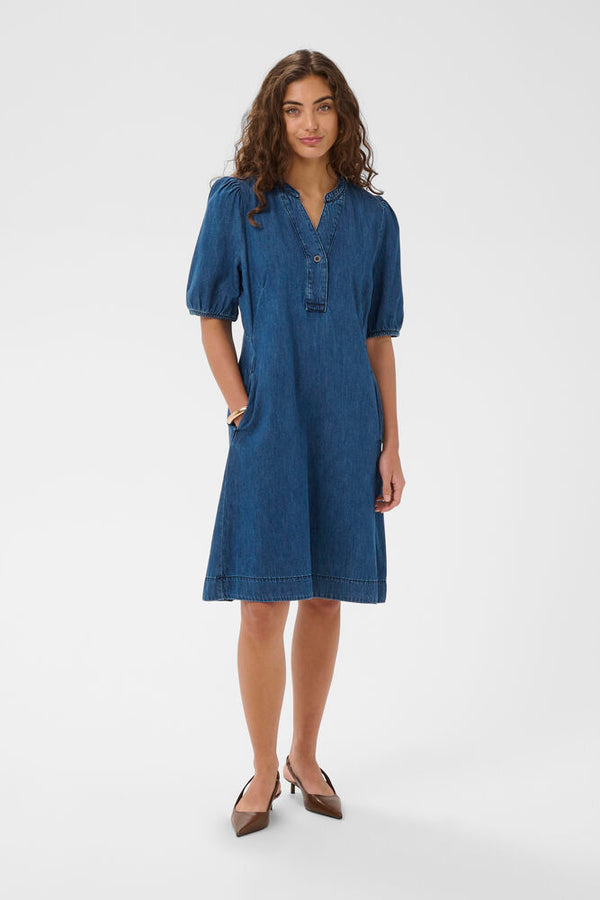 CULTURE Bertelino SS Denim Dress- Dark Denim