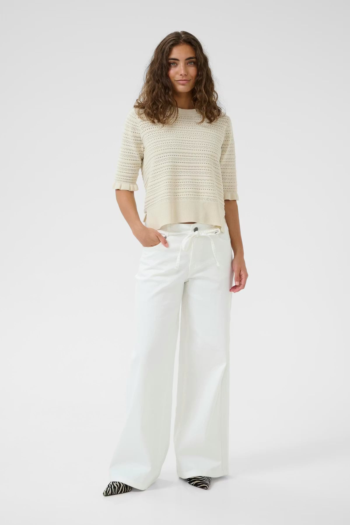 CULTURE Tali Ami Wide Leg Jeans - White