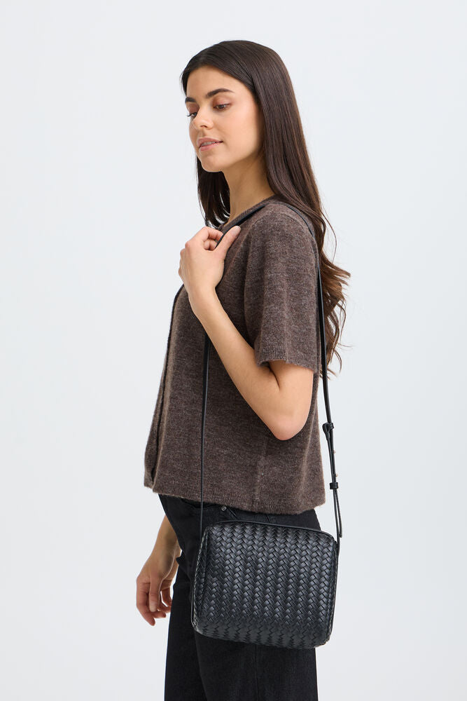 FRANSA Braida Woven Crossbody Bag - Black
