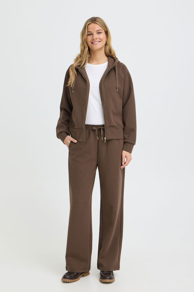 FRANSA Priya Full Zip Hooded Top - Brown
