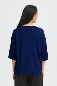 FRANSA Besmock 1/2 Sleeve Pullover - Navy
