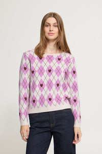 ICHI Brielle Jumper - Pink Argyle