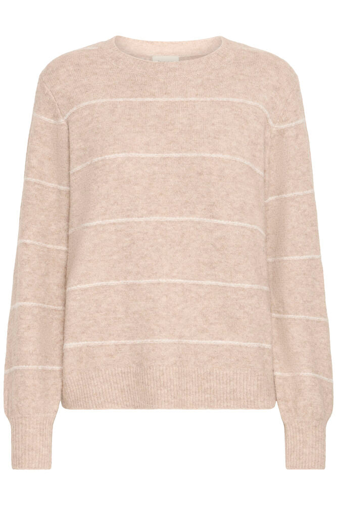 FRANSA Kendra Striped Jumper - Taupe/Cream