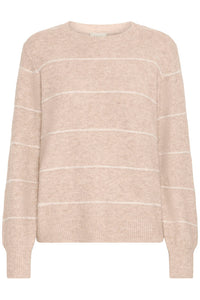 FRANSA Kendra Striped Jumper - Taupe/Cream