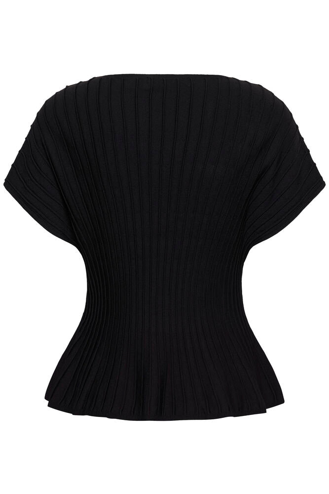 CULTURE Cap Sleeve Knit Top - Black