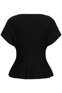 CULTURE Cap Sleeve Knit Top - Black