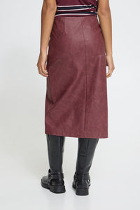 ICHI Kanira Coated Skirt - Burgundy