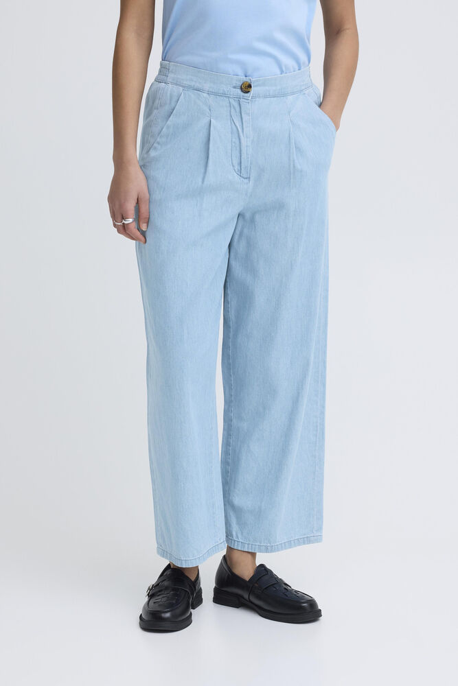 ICHI Barcy Carrot Leg Pants - Light Blue