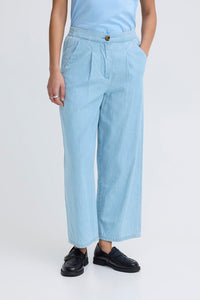 ICHI Barcy Carrot Leg Pants - Light Blue
