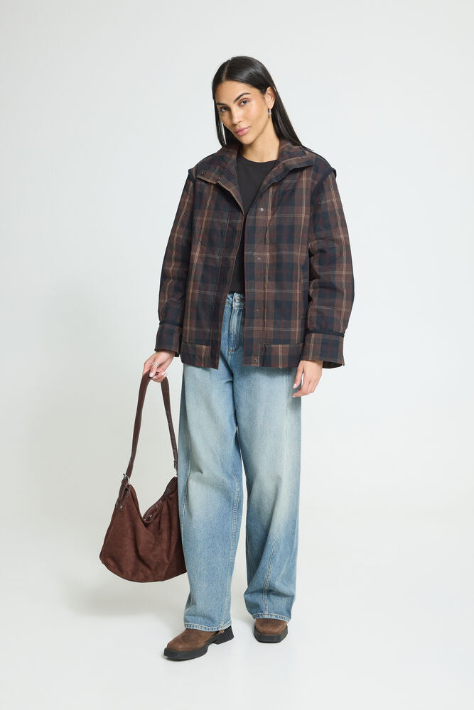 ICHI Cronto Jacket - Dark Navy Check