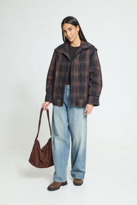 ICHI Cronto Jacket - Dark Navy Check