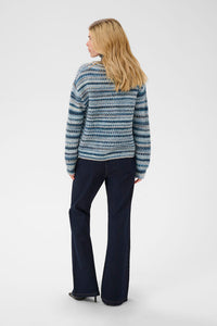 CULTURE Hazel Striped Cardigan - Blue Melange