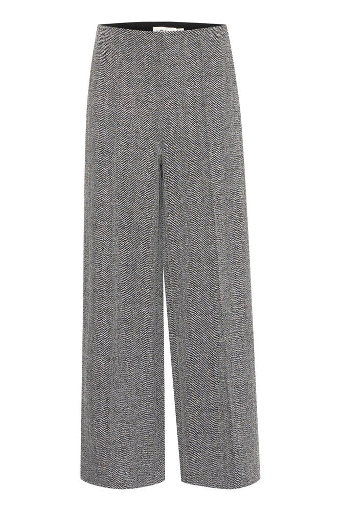 ICHI Kate Jacquard Trouser - Black Herringbone