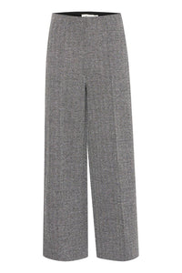 ICHI Kate Jacquard Trouser - Black Herringbone