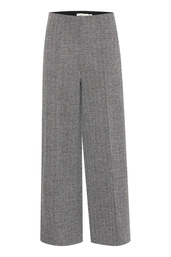 ICHI Kate Jacquard Trouser - Black Herringbone