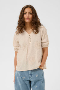 CULTURE Lelau Textured Blouse - Natural