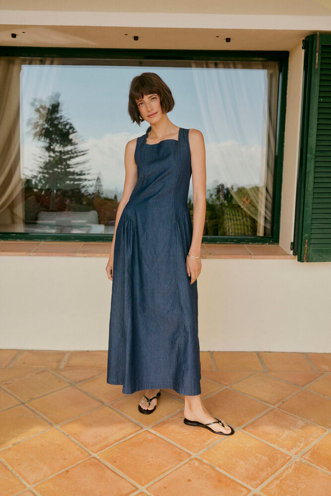 CULTURE Mone Michelle Long Dress - Dark Denim