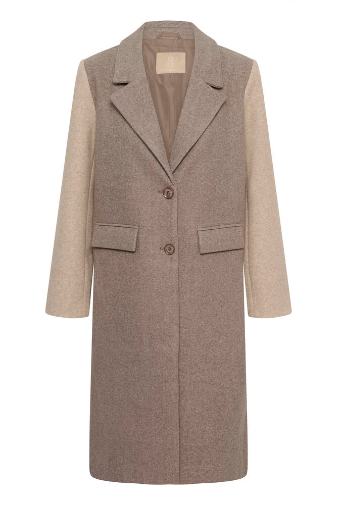 CULTURE Rivala Palona Colour-block Long Coat - Dune
