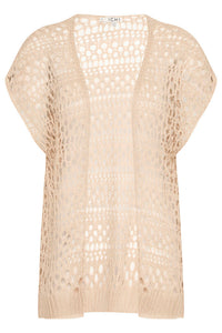 ICHI Laurin Knited Short Sleeve Kimono - Tan