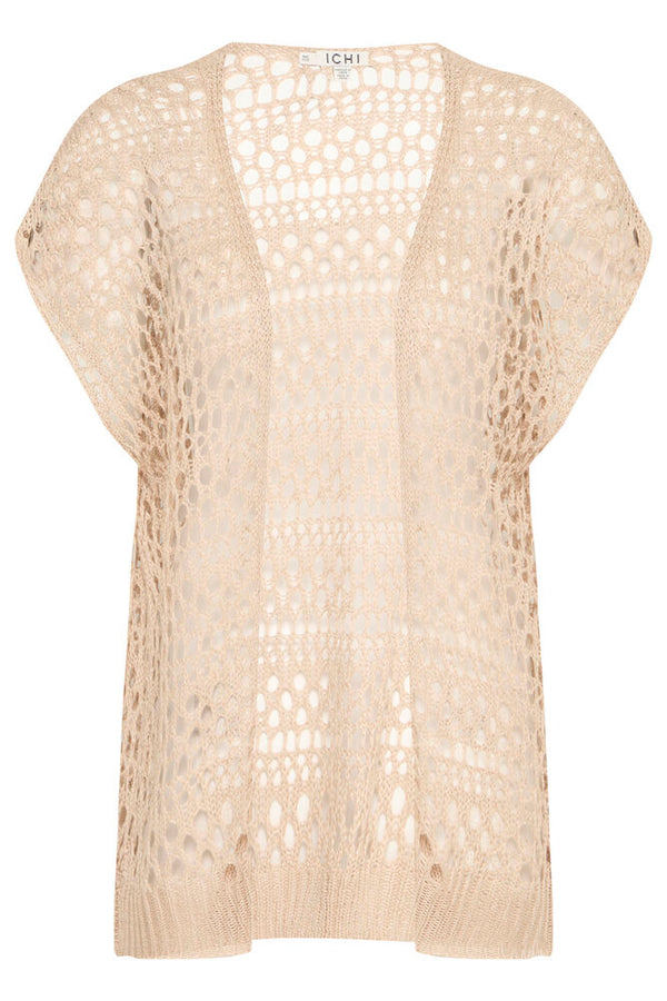 ICHI Laurin Knited Short Sleeve Kimono - Tan