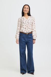 FRANSA Kalia Floral Blouse - White