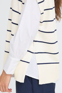 FRANSA Mary Short Sleeve Jumper - Navy/White