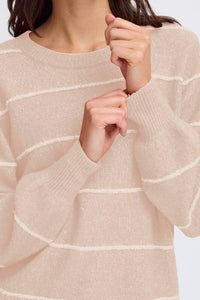 FRANSA Kendra Striped Jumper - Taupe/Cream