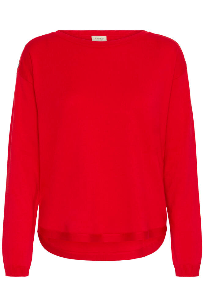 FRANSA Zubasic Round Neck Jumper - Red