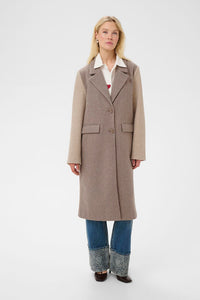 CULTURE Rivala Palona Colour-block Long Coat - Dune
