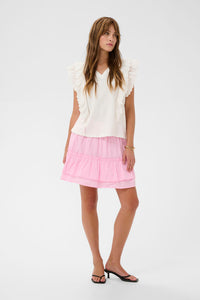 CULTURE Maisy Frill Detail T-Shirt - White