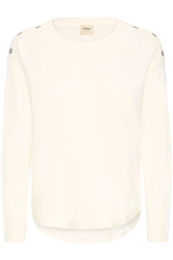 FRANSA Zubasic Round Neck Jumper - Cream