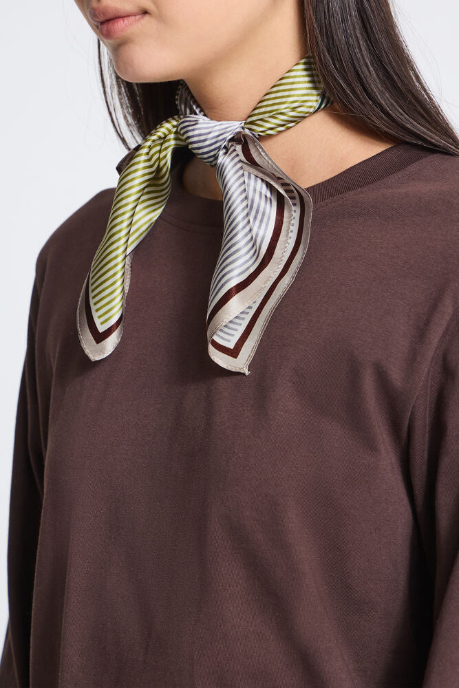 ICHI Eda Silk Scarf - Coffee Bean