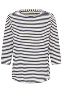 FRANSA Jade Striped 3/4 Sleeve Top - Navy