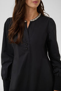 CULTURE Antoinette Dress - Black with Diamonte Trim