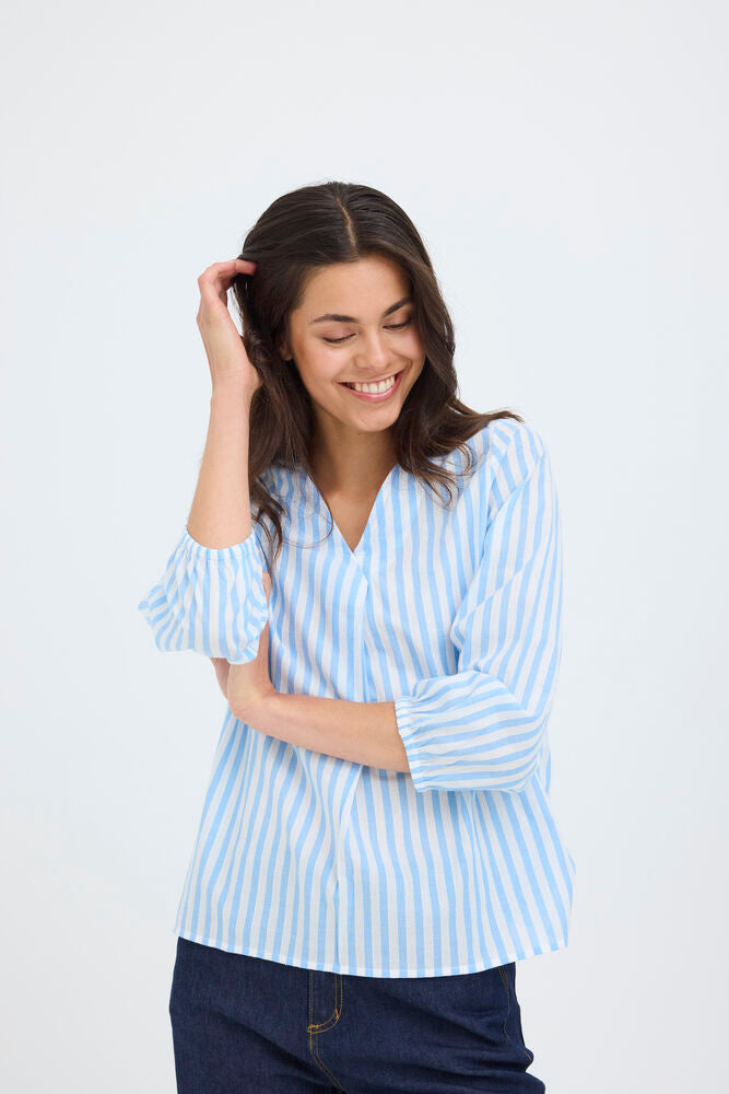 FRANSA Catona Blouse - Blue Stripe