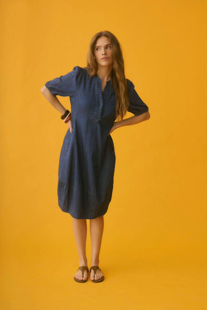 CULTURE Bertelino SS Denim Dress- Dark Denim