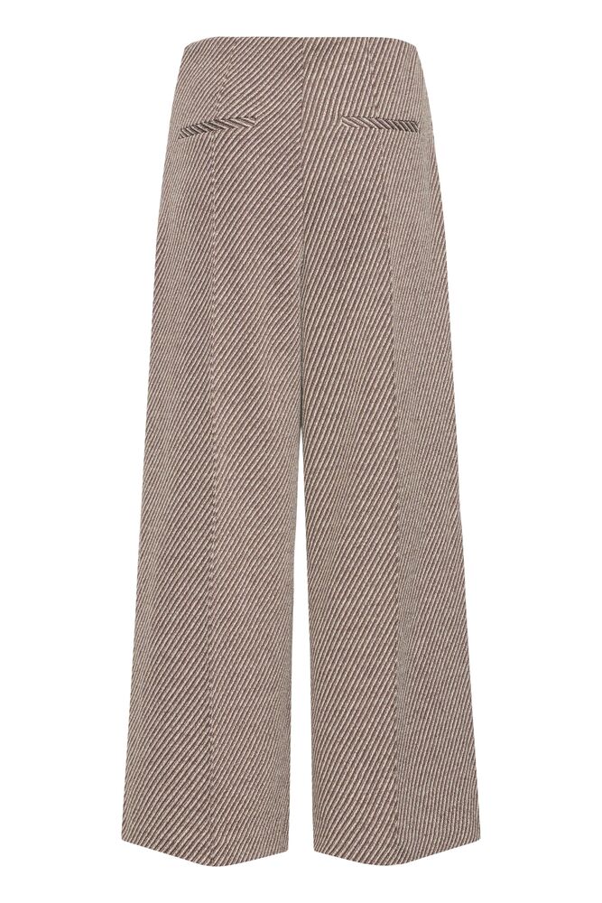 ICHI Kate Twillish Wide Leg Trouser - Brown/Almond