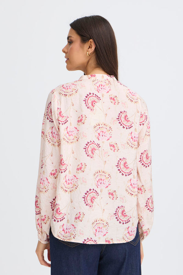 FRANSA Kalia Floral V-Neck Blouse - Pink Print