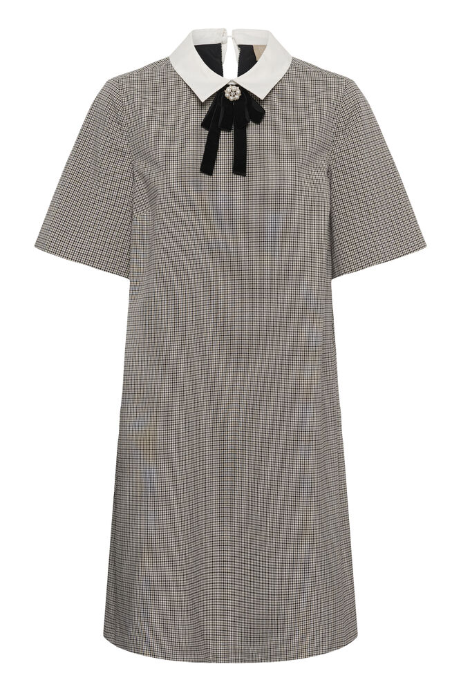 CULTURE Cathlin Check Short Dress - Grey