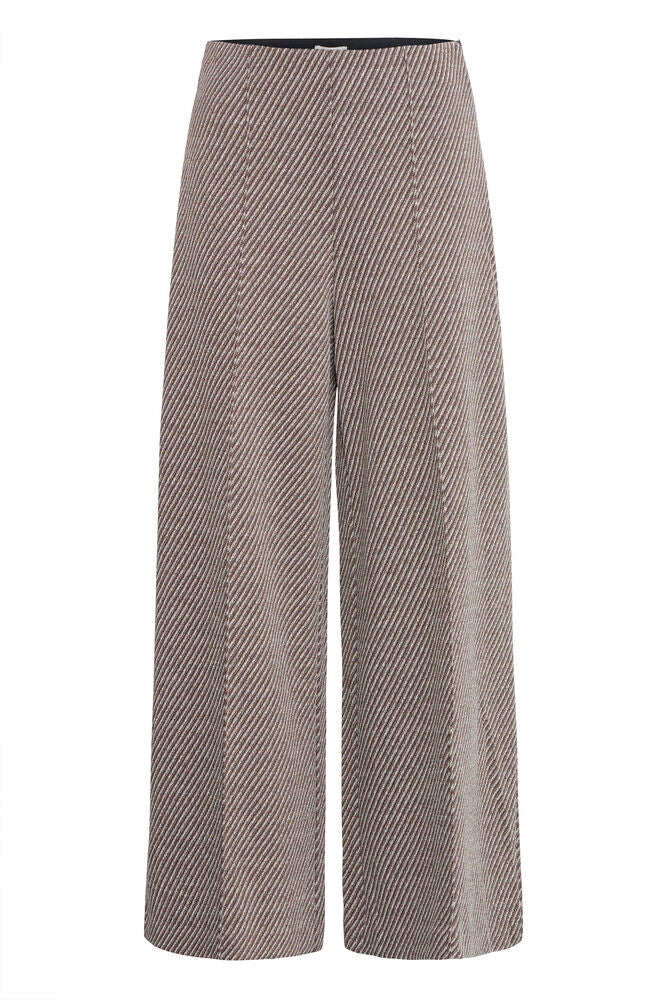 ICHI Kate Twillish Wide Leg Trouser - Brown/Almond