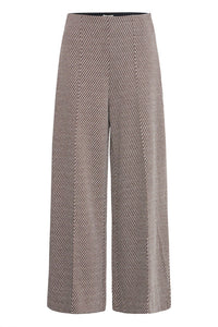 ICHI Kate Twillish Wide Leg Trouser - Brown/Almond