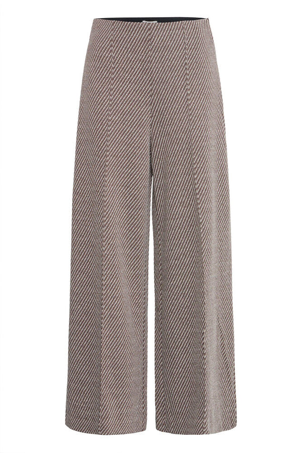 ICHI Kate Twillish Wide Leg Trouser - Brown/Almond