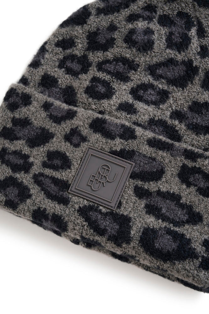 CULTURE Merva Beanie Hat - Grey Leopard