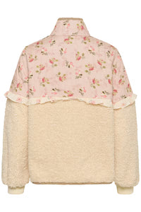 CULTURE Aiko Teddy Fleece Floral Half Zip Top - Pink