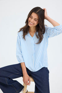 FRANSA Catona Blouse - Blue Stripe