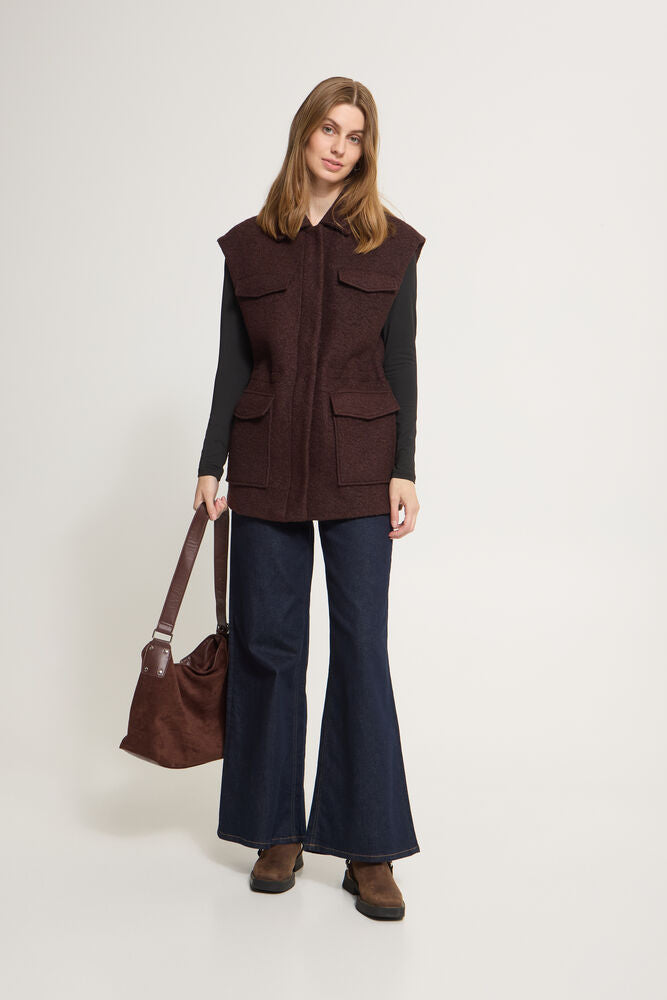 ICHI Stipa Waistcoat - Brown
