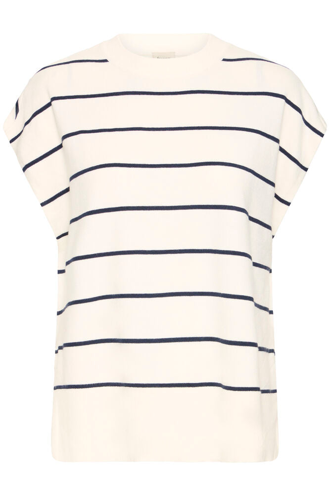 FRANSA Short Sleeve Jumper - Navy/White