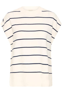 FRANSA Short Sleeve Jumper - Navy/White